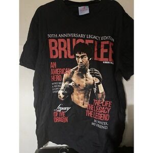 Bruce Lee 50th Anniversary Legacy Edition Men's Graphic Cotton T-Shirt Black 2XL